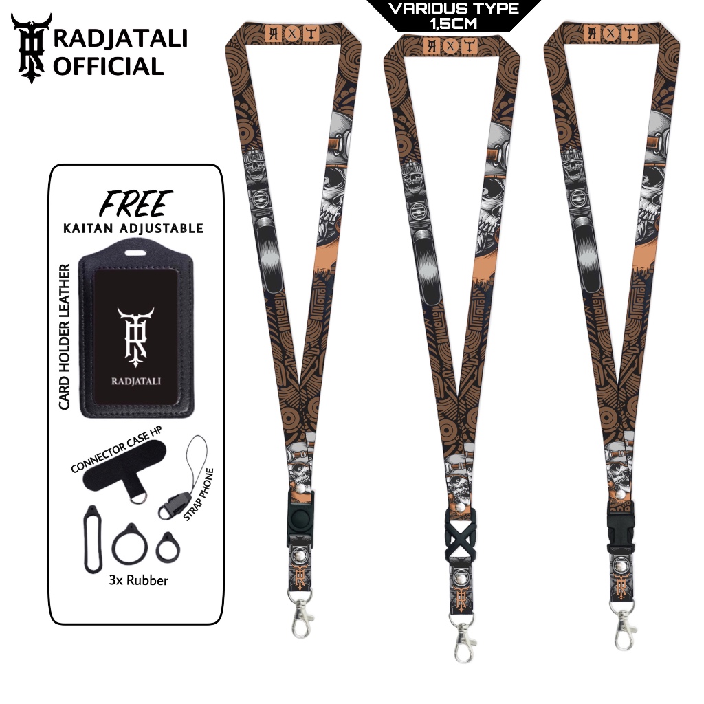 

Lanyard Radjatali 1.5cm Skull V3 Gantungan Tali Holder ID Card - Skull Series