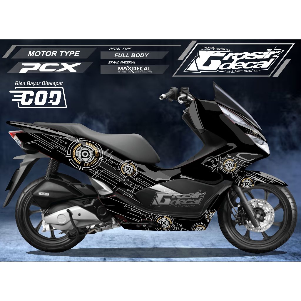 Sticker Stiker Honda PCX 150 Hitam Full Body Fullblok Fullset Free Custom