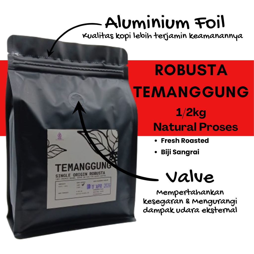 

Biji Kopi Robusta Temanggung 1/2 kg Roasted Bean