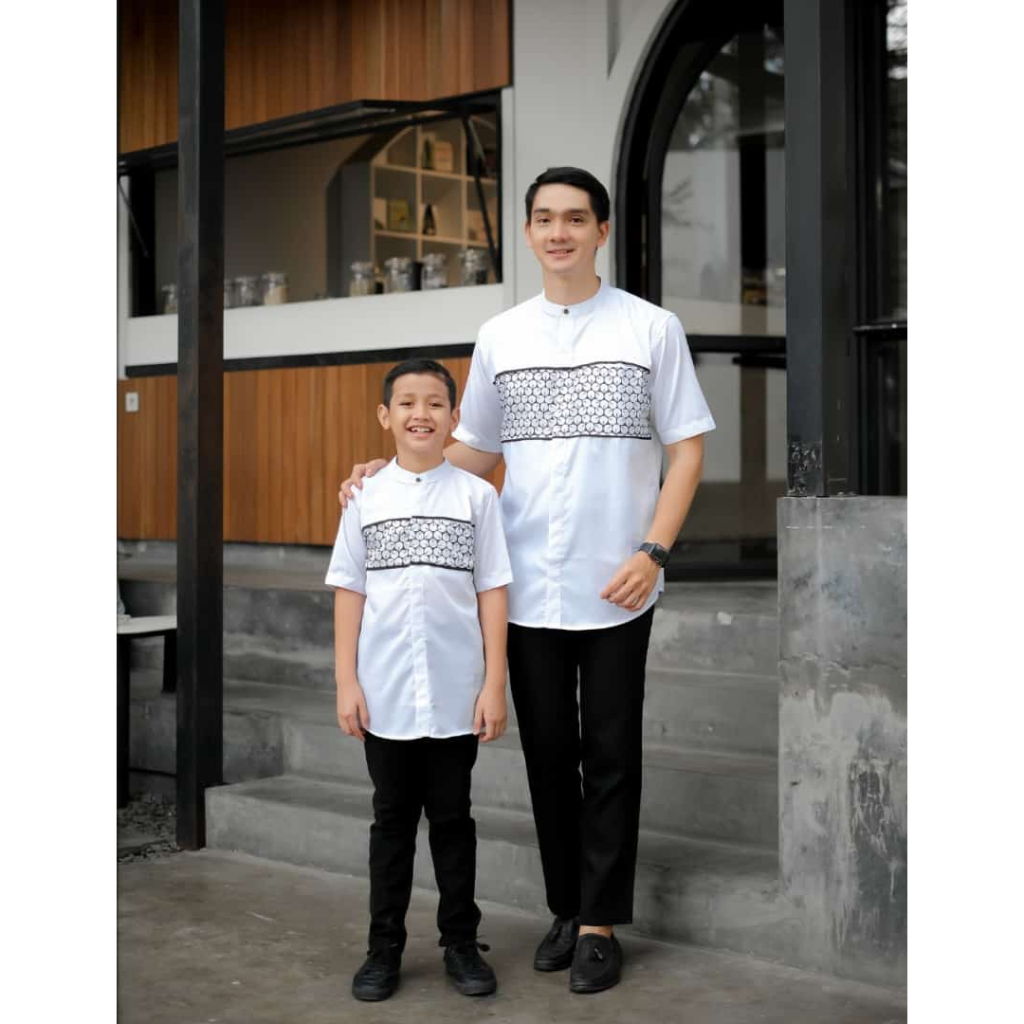 Baju koko couple ayah anak Baju muslim couple ayah anak Kemeja koko couple Baju koko modern