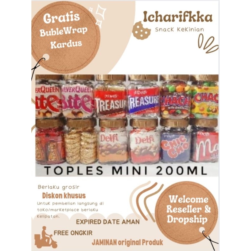 

CAMILAN TERMURAH PROMO SALE DISKON SNACK BRANDED ORI CEMILAN hampers parcel LEBARAN Ramadhan || Ready stok Coklat Delfi, chic choc , chacha, lagie, Silverqueen parcel toples mini siap kirim toples cokelat 200ml