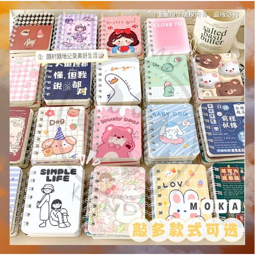 

80 Lembar A7 Notebook Spiral Motif Gambar Kartun Lucu / Buku Catatan Kecil Diary Book / Buku Tulis
