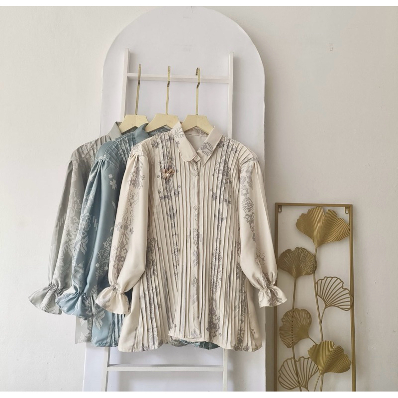 PLISKET MOTIF TERMURAH / ATASAN BLOUSE PLISKET MURAH / BAJU LEBARAN / BLOUSE MOTIF