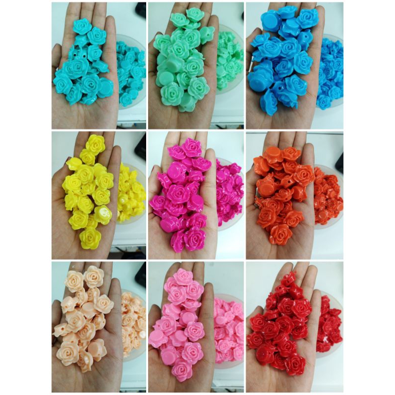 Mote Mawar Warna Soft / Manik Bunga / Mote Bunga Mawar / Mute Resin