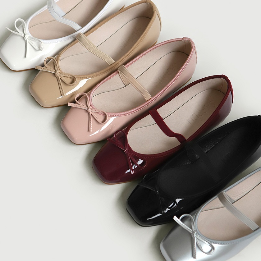 SAPPUN Erino Enamel Ribbon Maryjane Flats (1cm) | SAPPUN