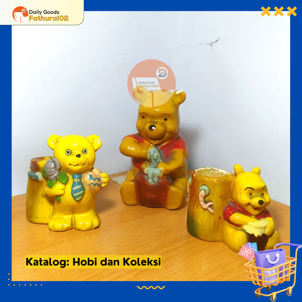 Guci Keramik Antik Hiasan Rumah Model Patung Beruang Karakter Winnie The Pooh Second Preloved