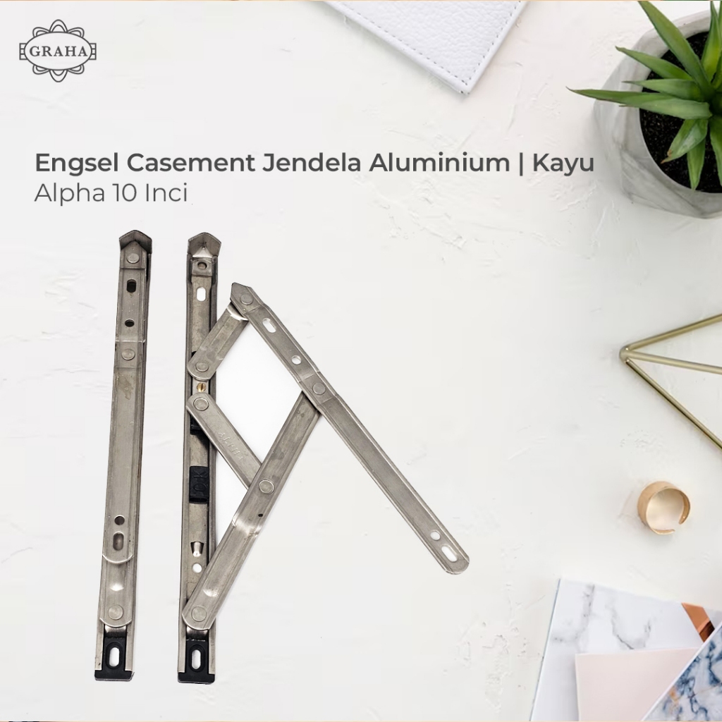 Engsel Casement Jendela Aluminium / Kayu | Alpha 10 Inci