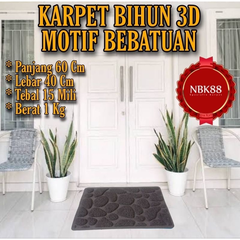 KESET MIE BIHUN ANTI SLIP 40 X 60 CM MOTIF BATU 3D