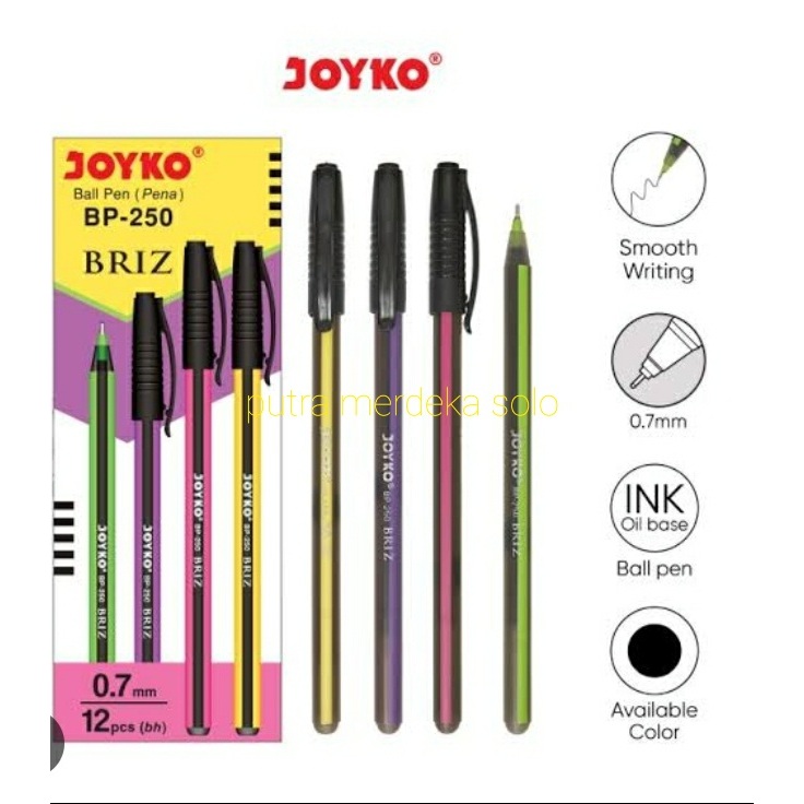 

Ballpoint Joyko, Bolpen Gel, Pulpen Briz Joyko Gel 0.7mm Hitam BP-250