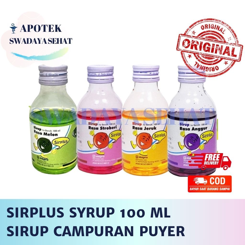 

SIRPLUS SYRUP 100 ML Varian Rasa - Campuran Puyer Racikan Sirup Strawberry Jeruk Anggur Melon