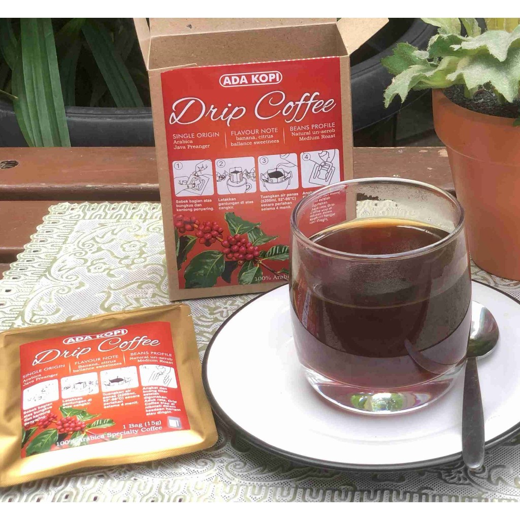 

Arabica Drip Coffee 100% Arabica Java Preanger (1 Box isi 5 Sachet Drip Bag Coffee)