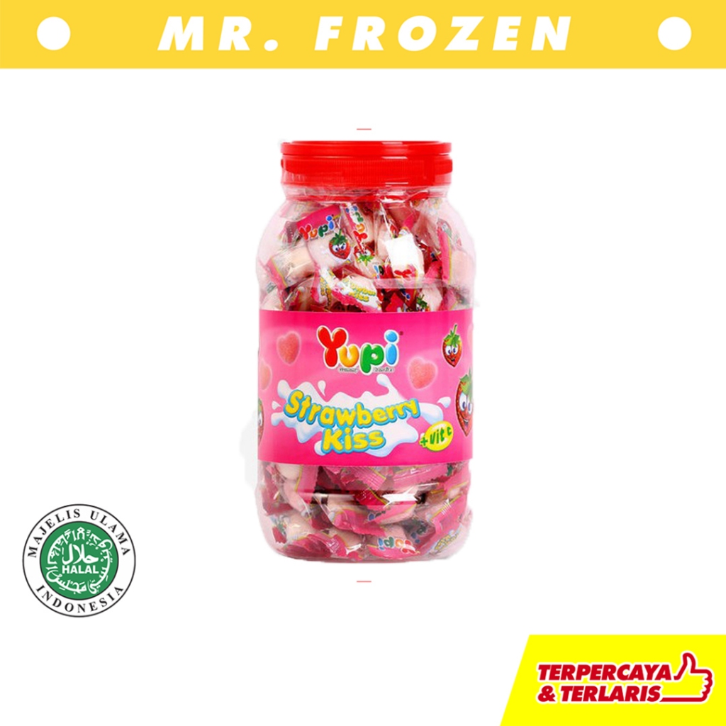 

YUPI LOVE TOPLES/JAR CANDY STRAWBERRY KISS (Isi 125pcs)