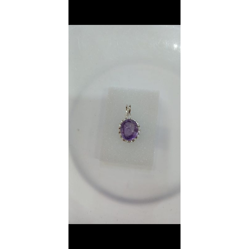 liontin batu kecubung natural motif bulat