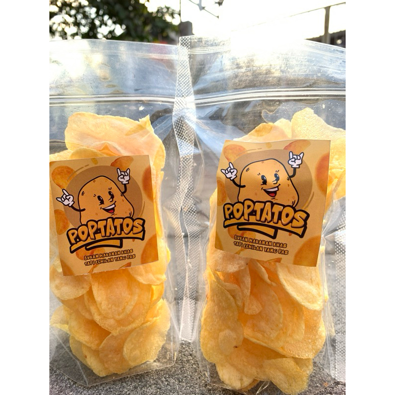 

Keripik Kentang Poptatos snack cemilan rasa Original, BBQ, Balado, Sapi Panggang, Jagung Bakar kemasan 50gram