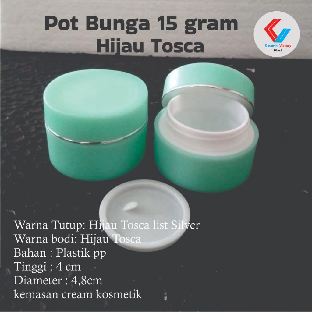Pot Cream PP Bunga Import Hijau Tosca