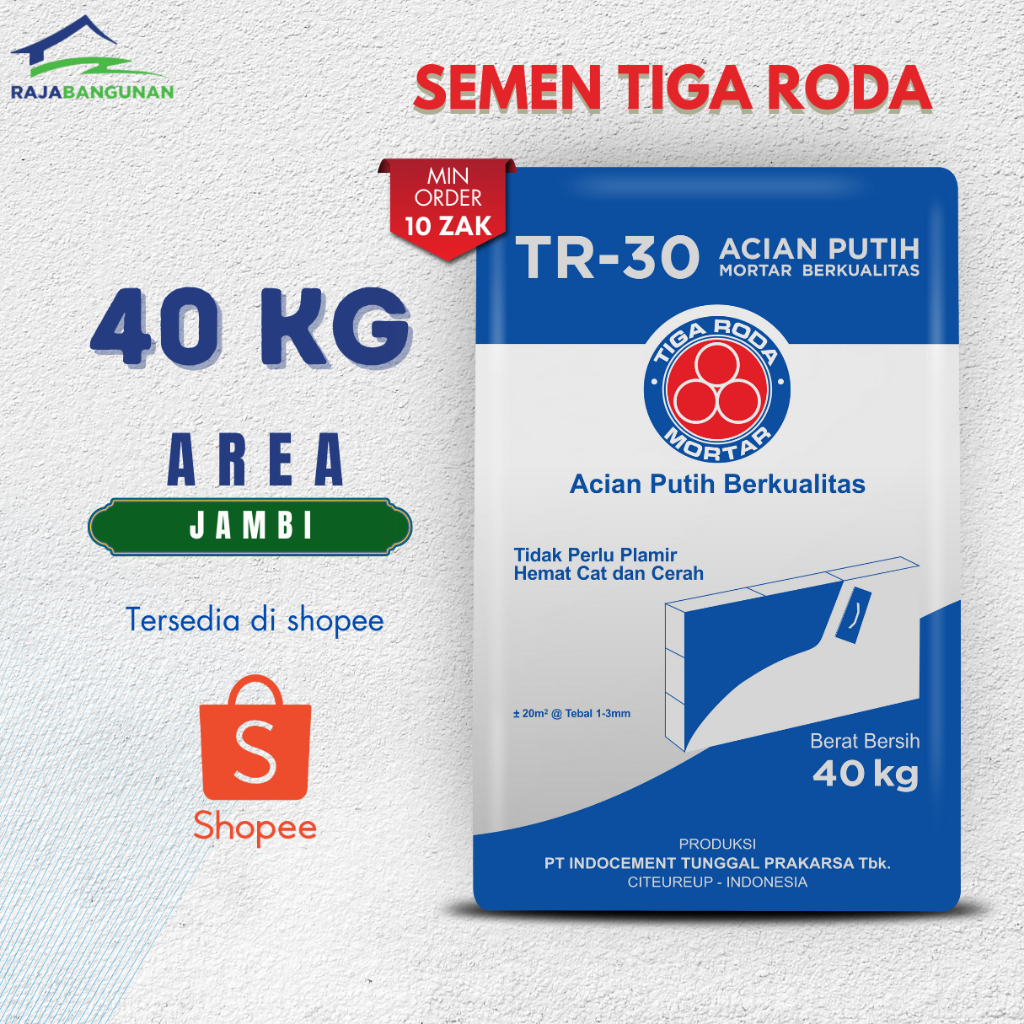 TR-30 Acian Putih Mortar 40 kg Semen Tiga Roda Jambi