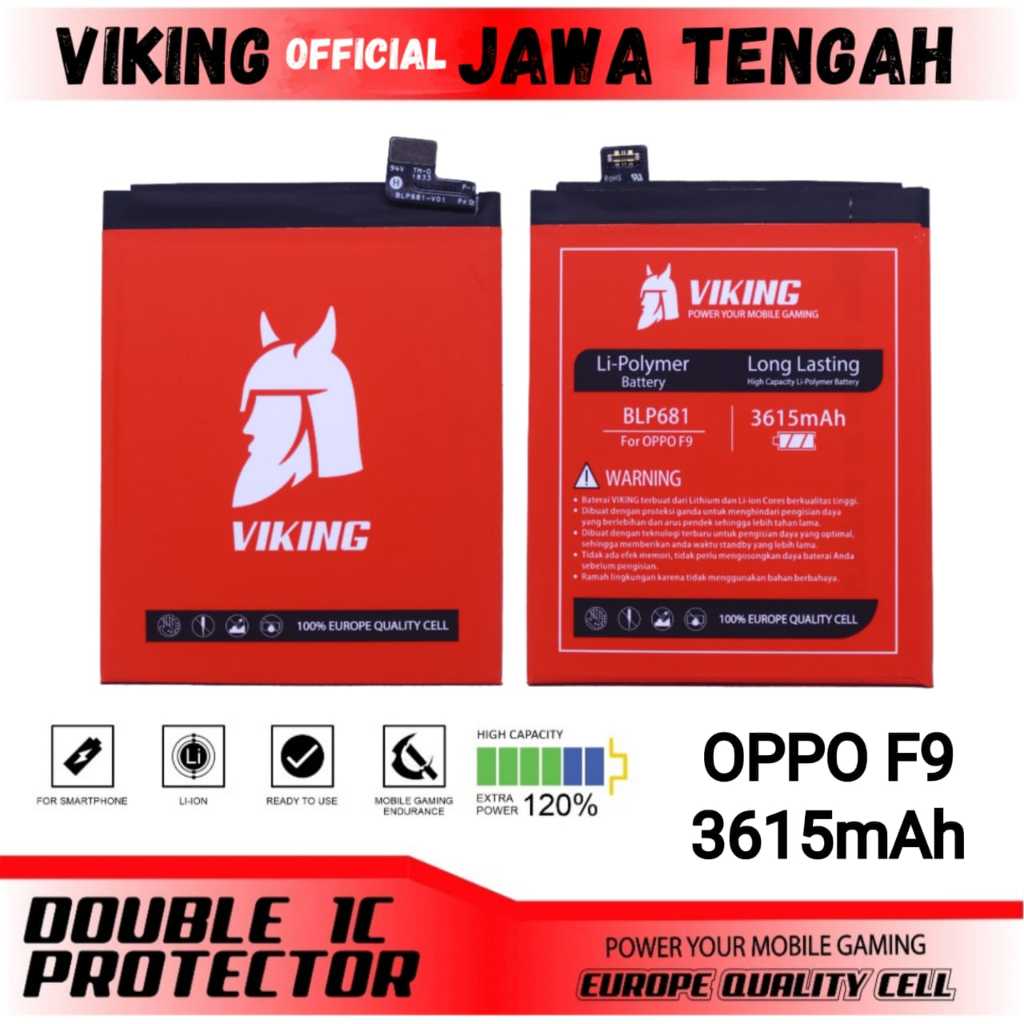 VIKING Baterai Oppo F9 - F9 Pro - R17 (BLP681) Double Power