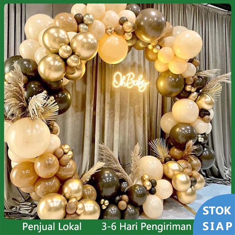 103 Balon Garland Garland Arch kit Balon Kopi Coklat Balon Telanjang Balon Emas Balon Netral Balon G