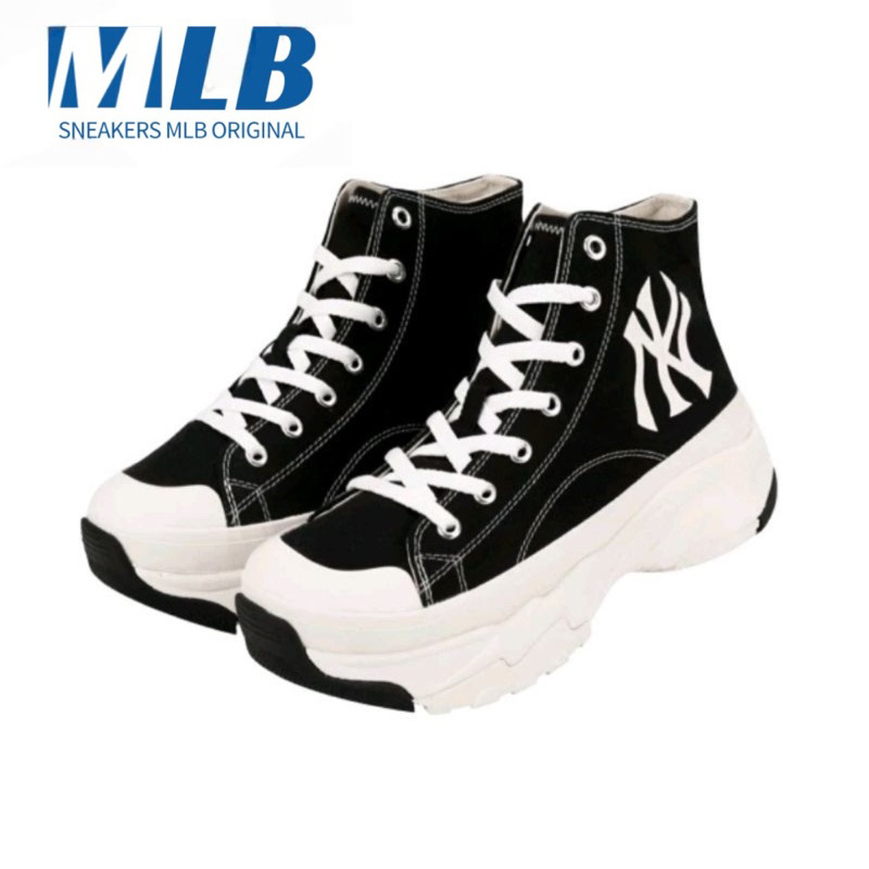 Sepatu MLB Chunky High NY Yankees Black White / MLB Original