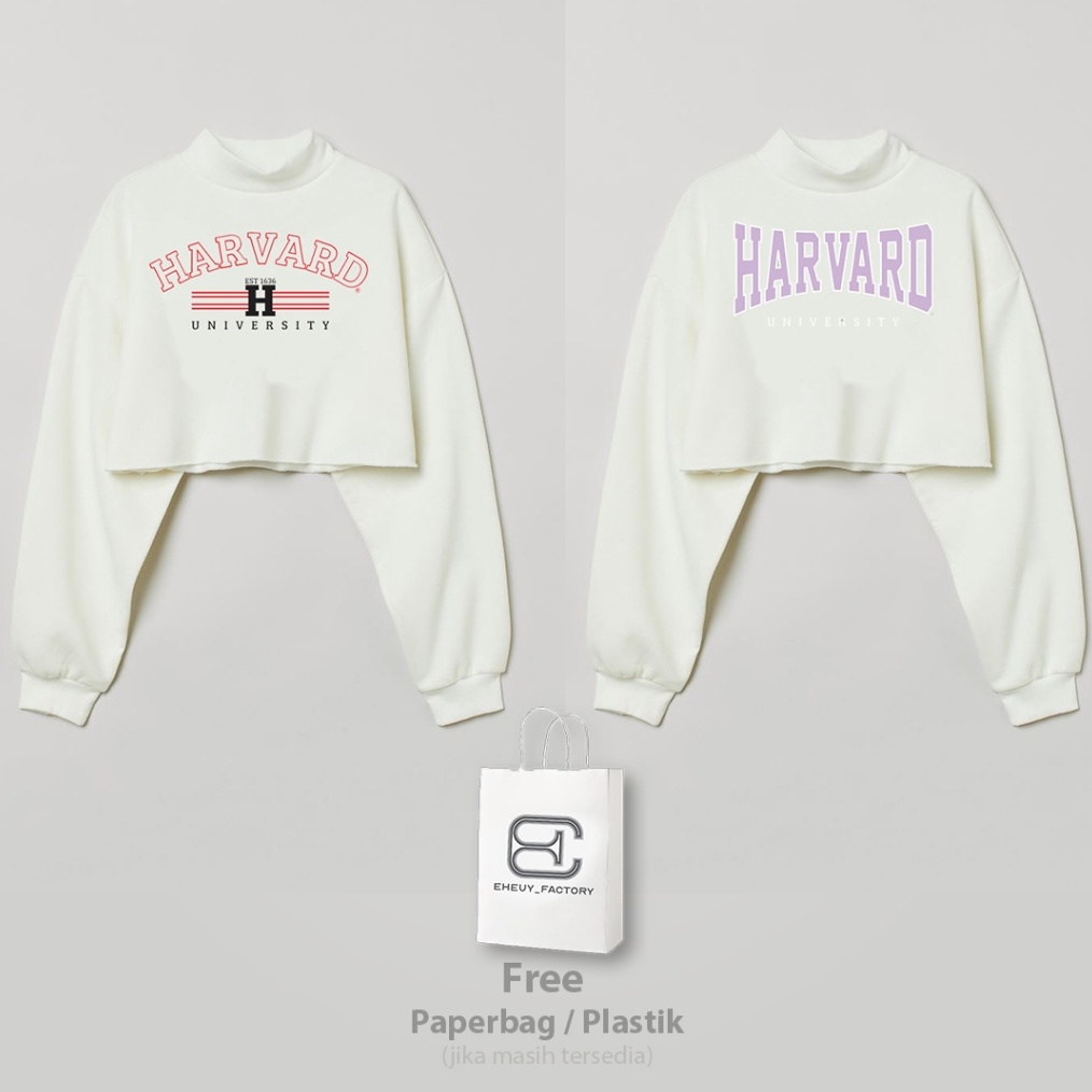 1212 Fasion sale Crewneck Crop HM Original HARVARD UNIVERSITY Broken White Sweater Crop Wanita Korea