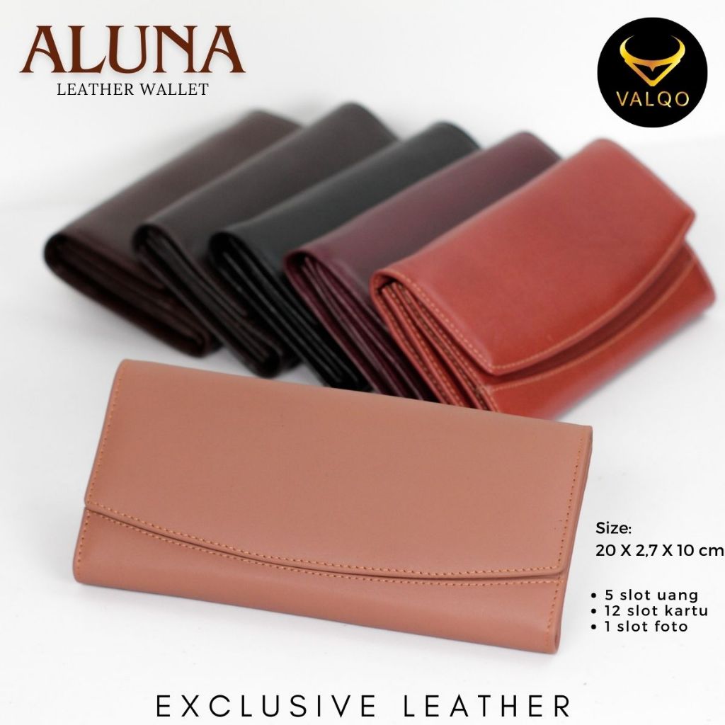 VALQO ALUNA Dompet kulit Kulit Sapi Dompet Wanita perempuan Dompet Panjang Dompet Kartu
