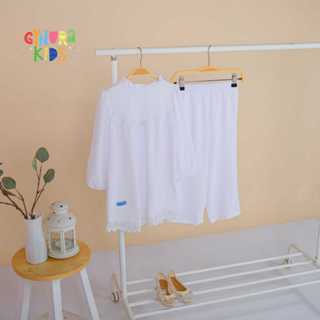Baju setelan putih anak perempuan | Baju manasik putih setelan tunik by Gynurakids Raggakids |