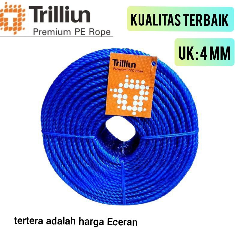 Tali tampar 4 mm PE Trilliun, PP, nylon | Kuat, Tahan Lama & berkualitas tinggi | 100% Bahan  murni