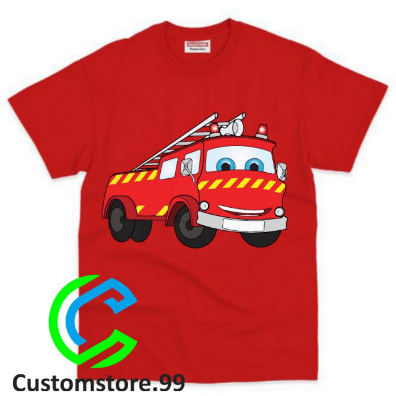 BAJU ANAK KAOS ANAK DAMKAR PEMADAM KEBAKARAN KARTUN UNISEX