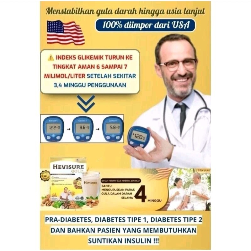 

Hevisure Gold Susu Diabetes Dan Kencing Manis 100% Original BPOM