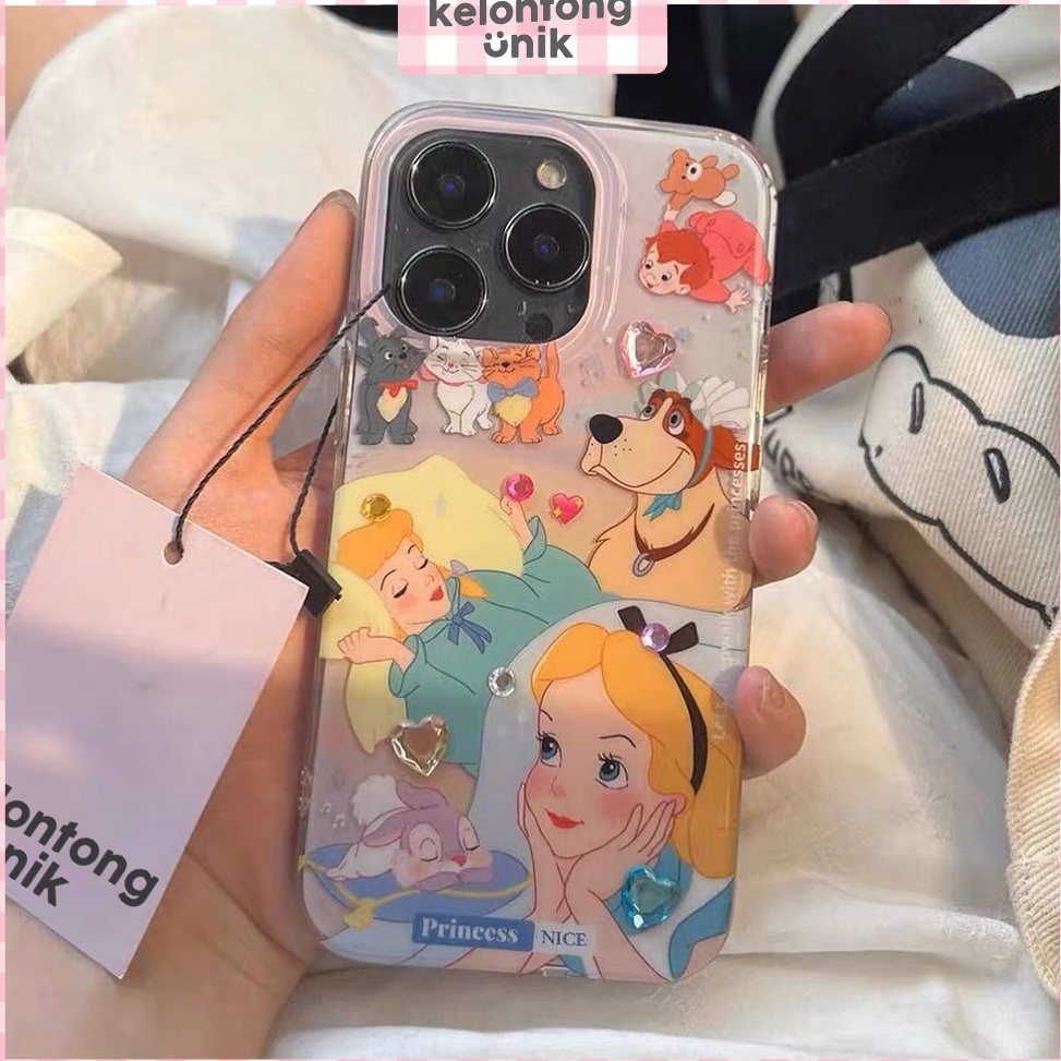 Princess Acrylic Case with DIY Sticker  Hardcase Casing HP for iPhone XR 11 12 13 14 15 PRO PROMAX i