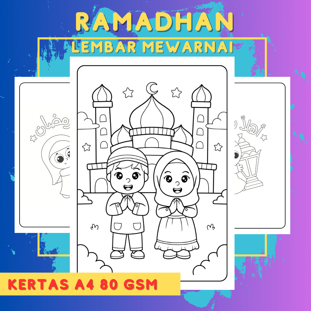 

DIY Coloring Page / Lembar Mewarnai Sketsa TEMA RAMADAN / TEMA MUSLIM RAMADHAN A4