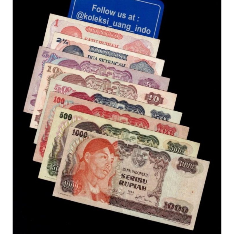 promo uang kuno set soedirman 1-1000 rupiah 1968 asli bekas edar