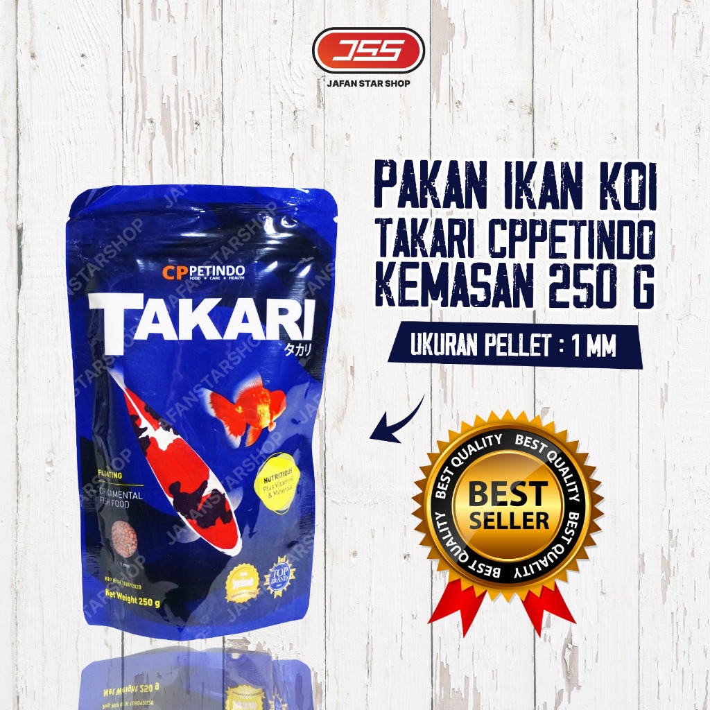 TAKARI 250 gram 1mm Makanan Ikan Hias Mas Koi, Louhan, Cupang, Manfish dll