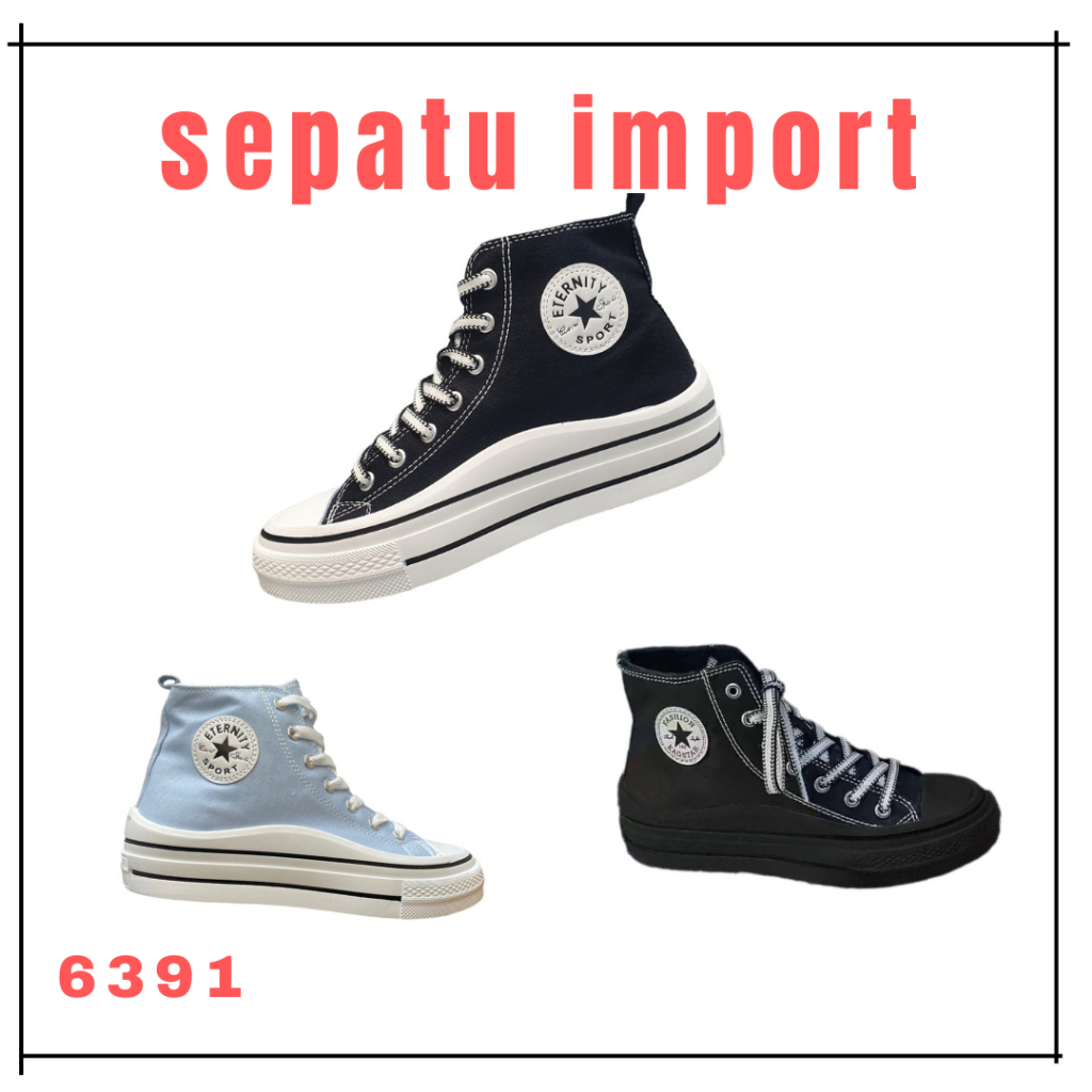(6391) GUDANG Sepatu Sneakers Tali Simpel IMPORT