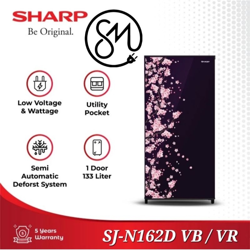 Kulkas Sharp 1 pintu SJ-N162D VB VR 162D SJN162D 133 L Vivid Kirei III