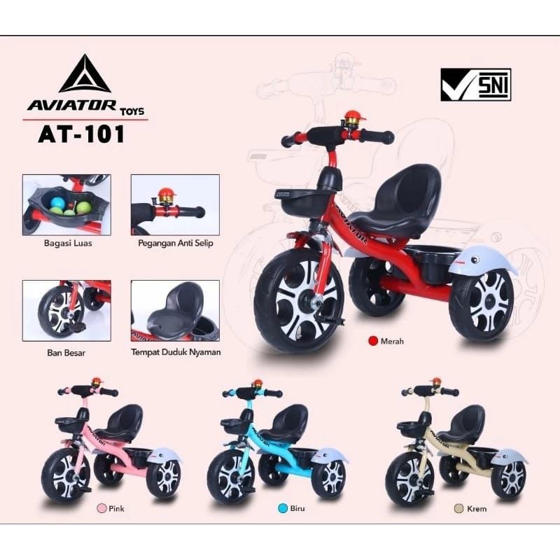 Sepeda anak roda tiga Aviator AT 101 Ban karet