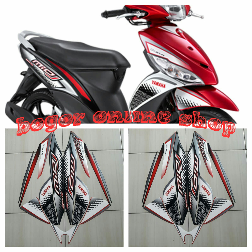 stiker motor mio j sporty 2014 hitam merah