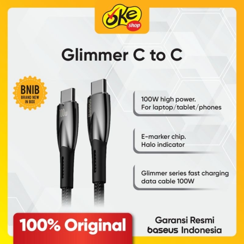 Kabel Data Type C to C Glimmer Baseus - GaransiResmi Baseus