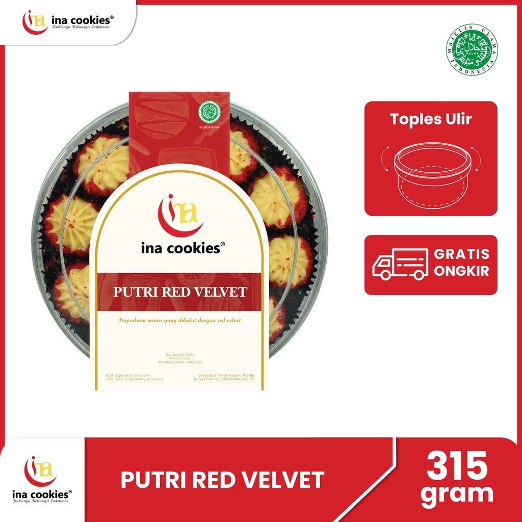 

Ina Cookies Kue Kering Premium Putri Red Velvet Toples Reguler