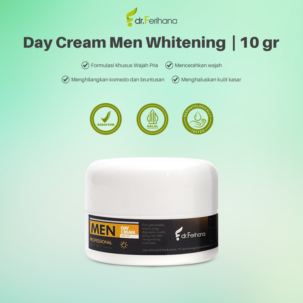 dr Ferihana Day Cream for Men - 10gr | Krim Pagi Mencerahkan Menghaluskan Kulit Membersihkan Dark Sp