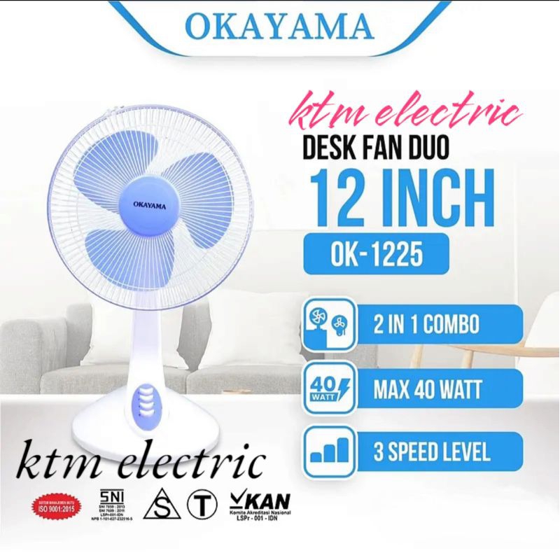 Kipas angin duduk Okayama/Desk Fan 12inchi Okayama OK-1225