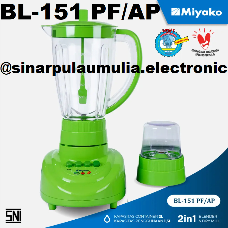 Miyako Blender Plastik 1.5 Liter - BL-151 PF/AP / BL-151 PF AP / BL 151 PF / BL151 PF / BL 151PF / B