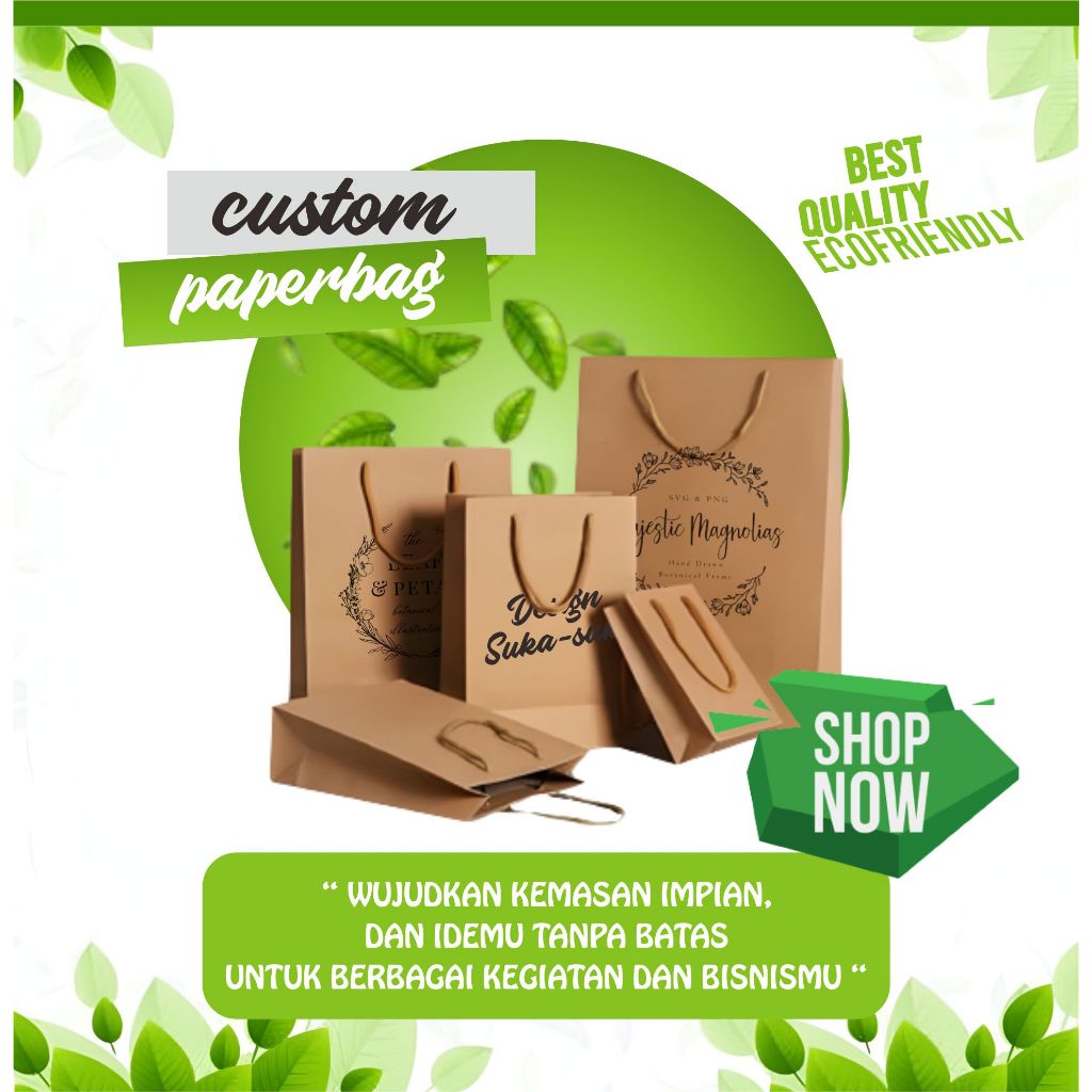 

Paper Bag Kustom design bebas sesuka hati Tas jinjing kraft handmade