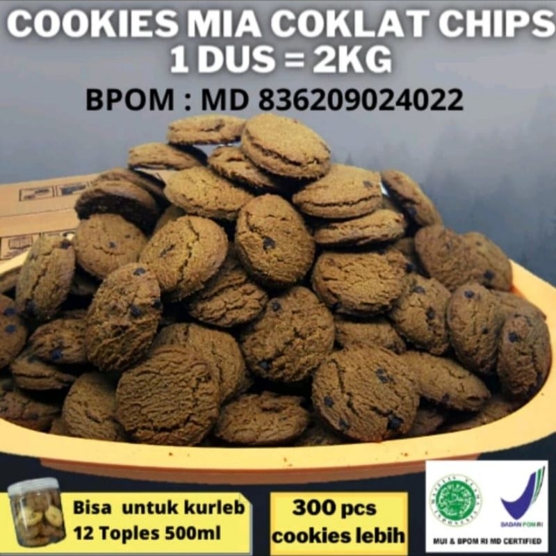 

2kg cookies Choco Chips, Choco peanut, dan Butter Chips 2 kilogram biskuit mia kiloan hampers natal dan lebaran