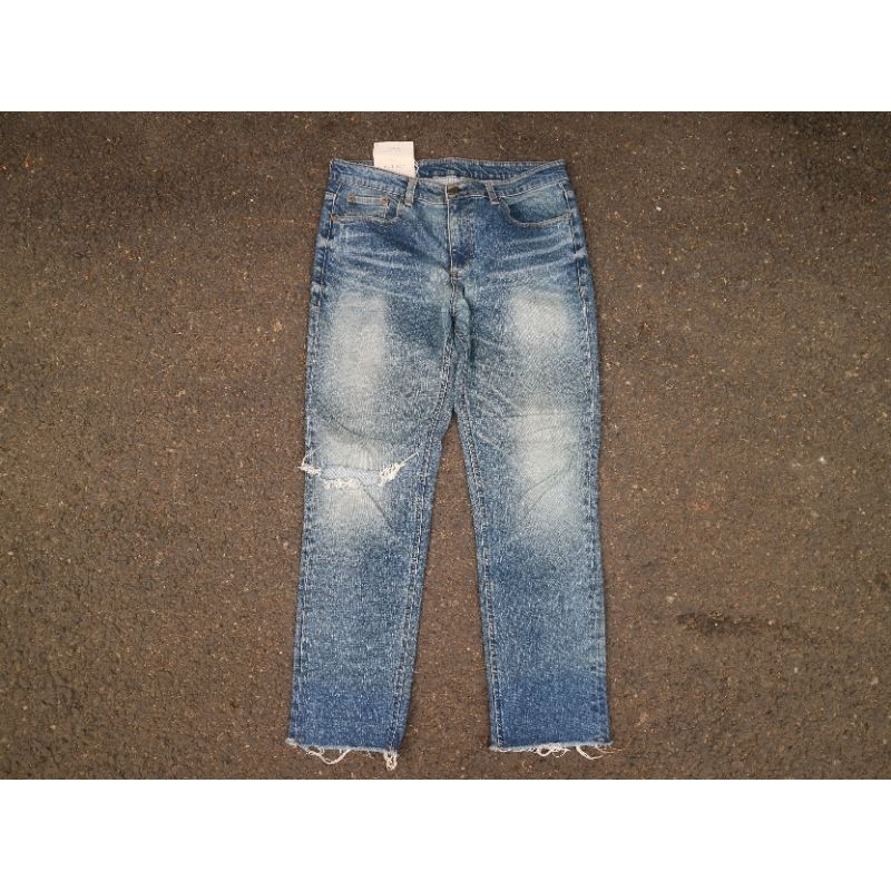 Celana Jeans Red Ear Ripped Fading Original