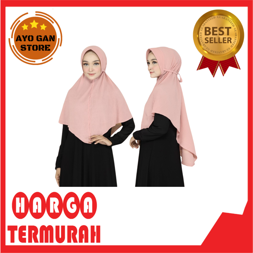 Bergo Kerudung Jilbab Hijab Plisket Tali Pad (Antem Busa)