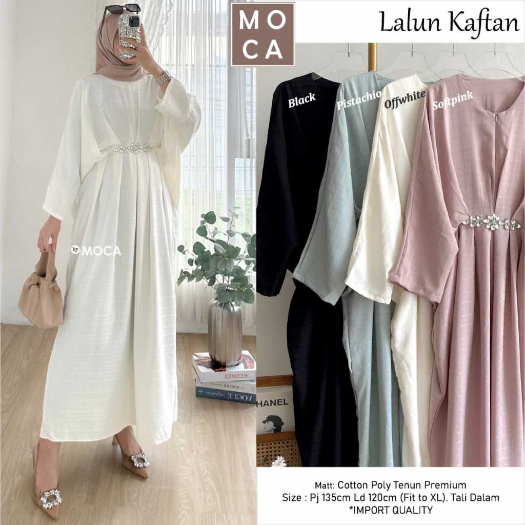Kaftan remaja Putih Fayra Laluna lengan panjang