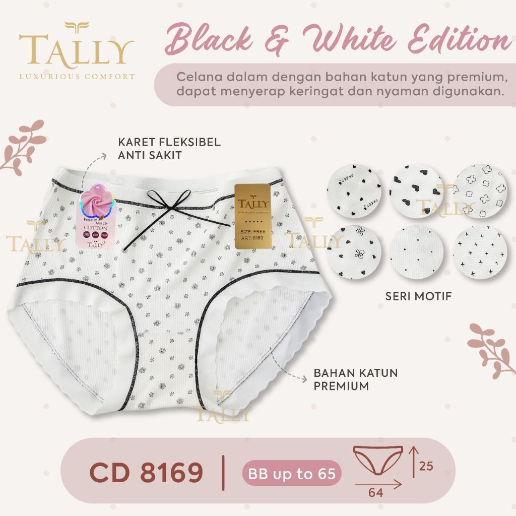 BYEOLSTORE_ID - CD TALLY 8169 WARNA PUTIH HITAM - TALLY CD 8169  BLACK & WHITE - CELANA DALAM REMAJA