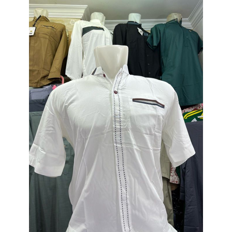 BAJU KOKO PUTIH AL-LUTHFI DEWASA LENGAN PENDEK|BAJU KOKO LENGAN PENDEK MERK AL-LUTHFI
