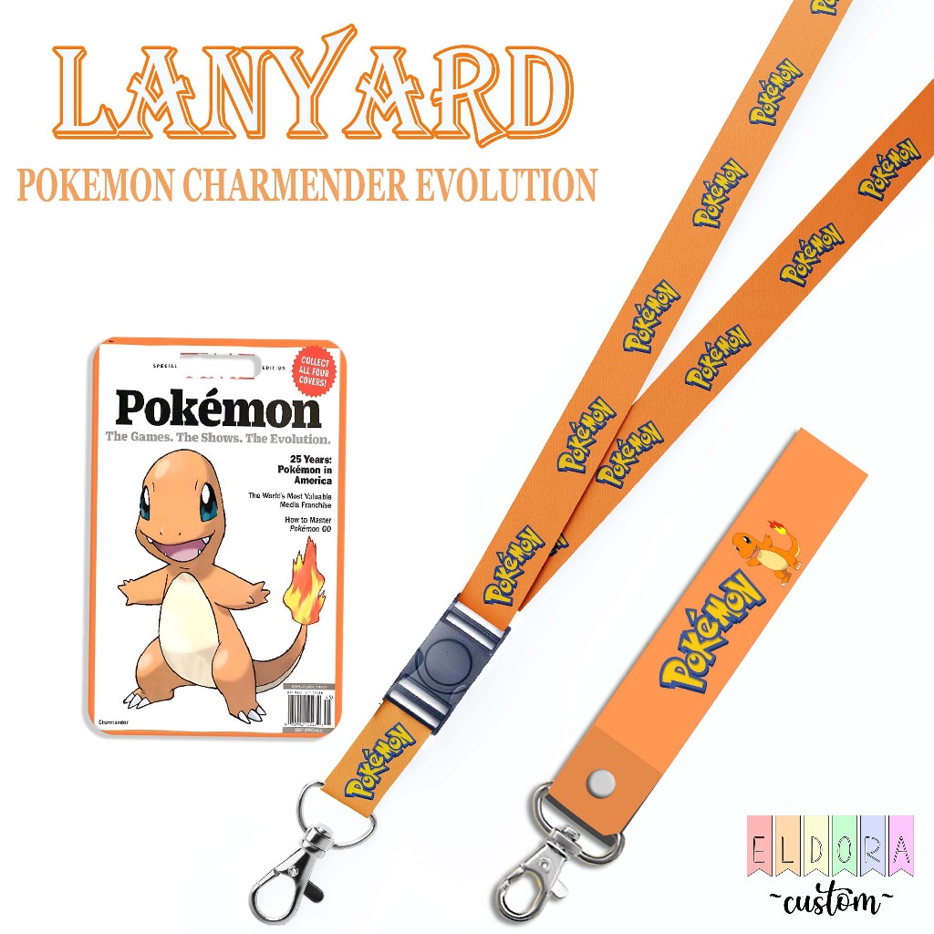 

STRAP LANYARD CARD HOLDER Pokemon Charmender ID Card Gantungan Kunci Handphone